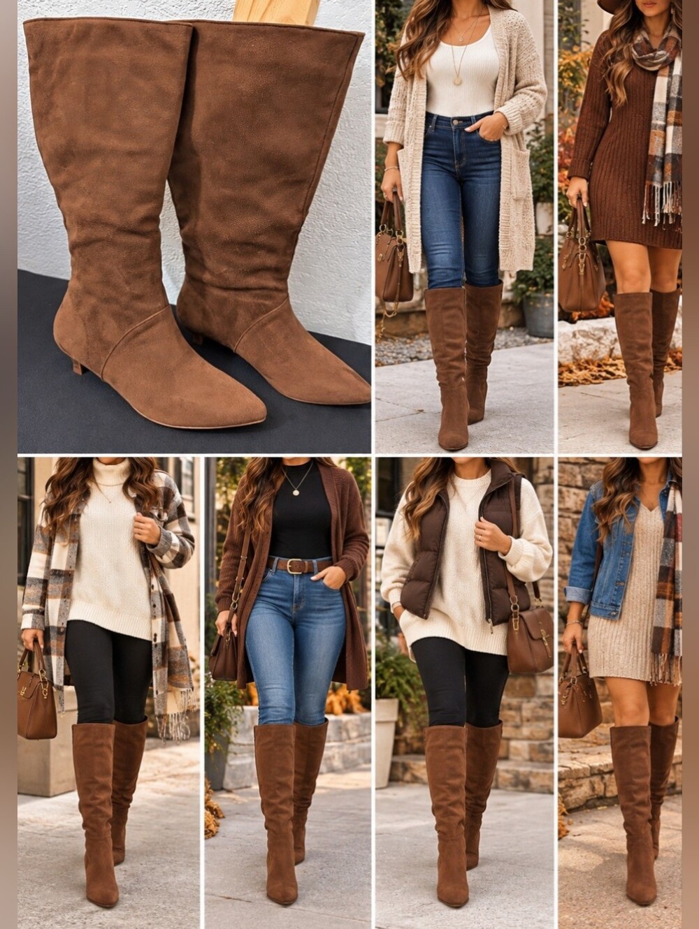 Women's Brown Knee-High Suede Boots